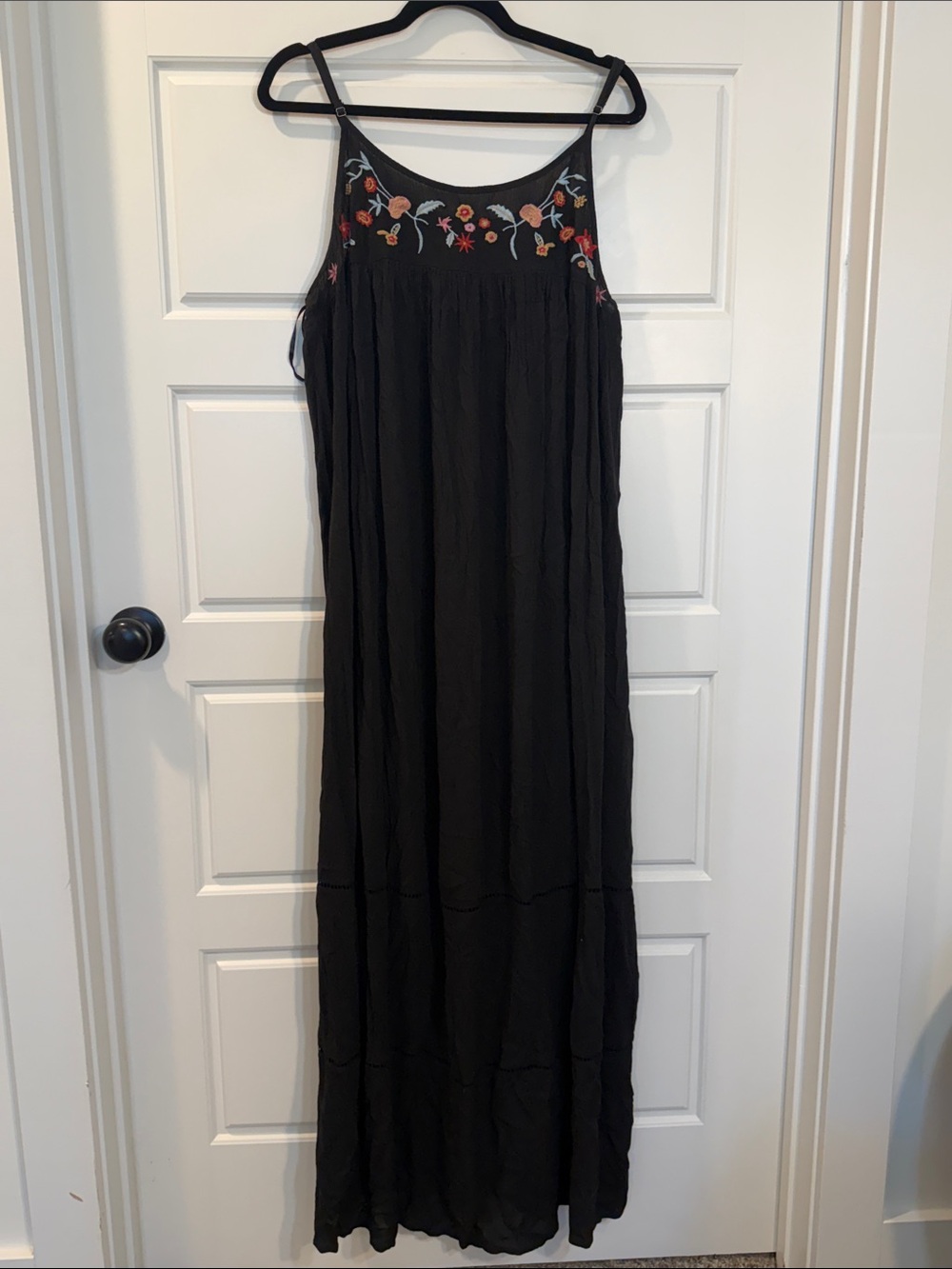 Cost Plus World Market Black Boho Lined Floral Dress L/XL